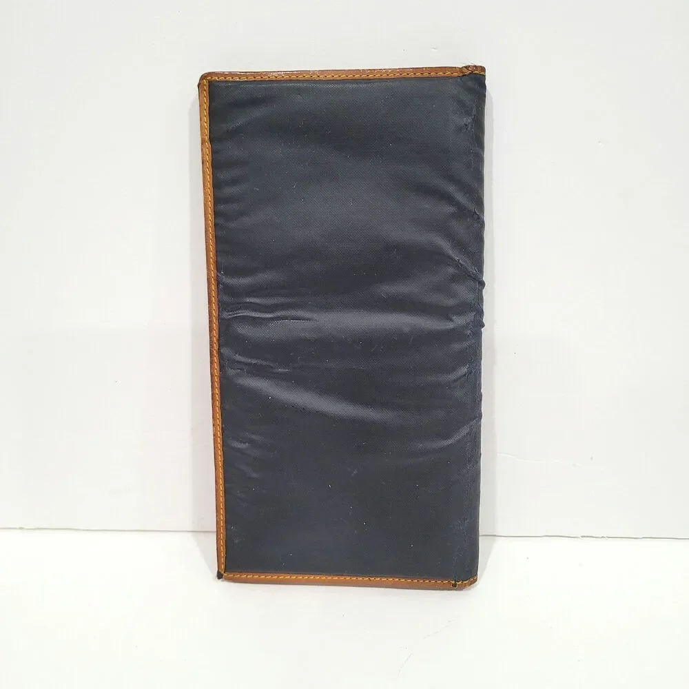 Hunting World Black Tan Wallet Long Checkbook Card Holder Leather Bifold Italian